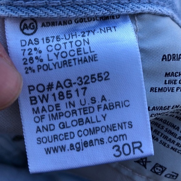 AG Ex-Boyfriend Light Wash Boyfriend Straight Leg Slim 27 Years Naturale Crop 30 - Picture 7 of 8